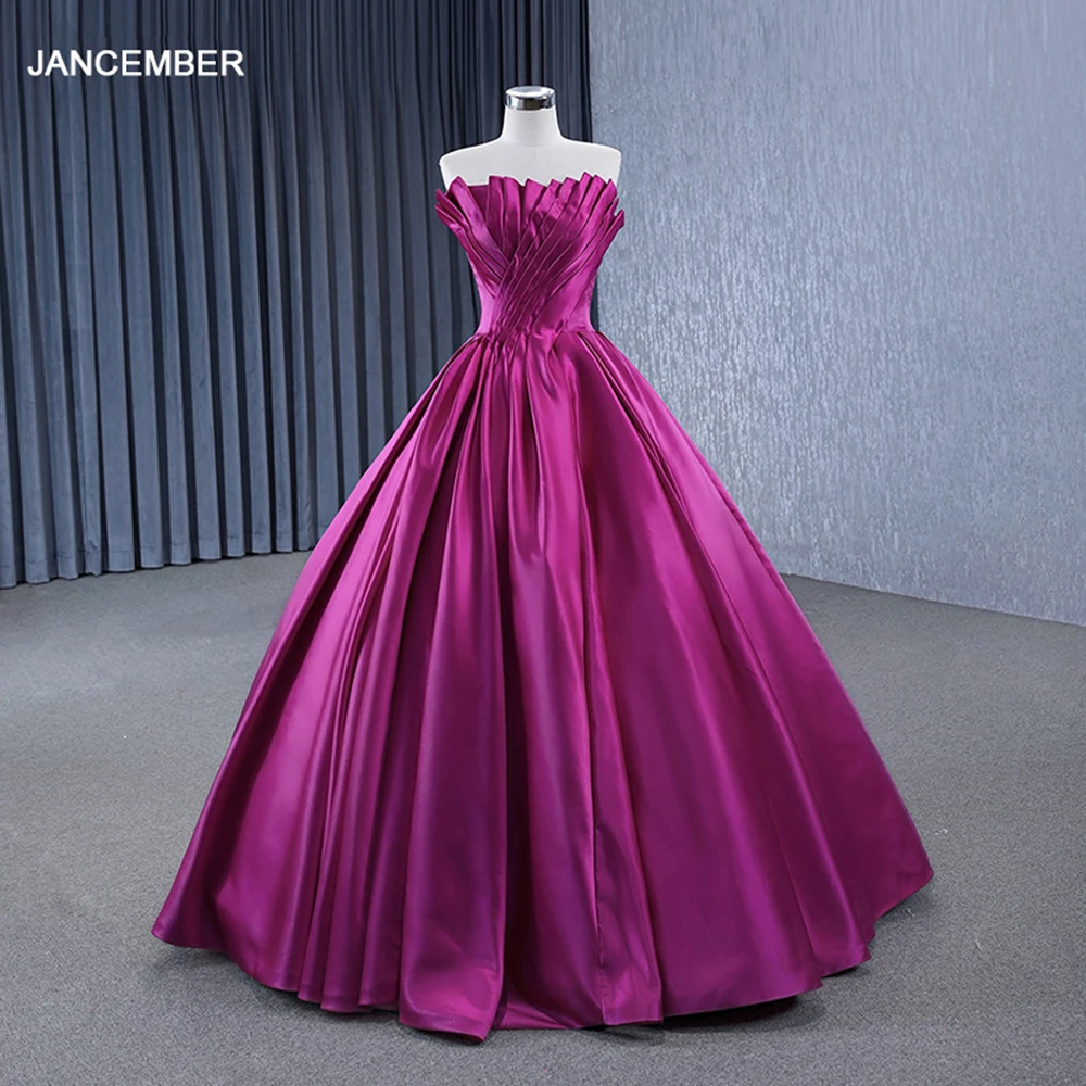 Jancember Brand New Surprise Price Evening Dresses 2023 Strapless Ball Gown Lace Up Satin cocktailkleid damen RSM231141