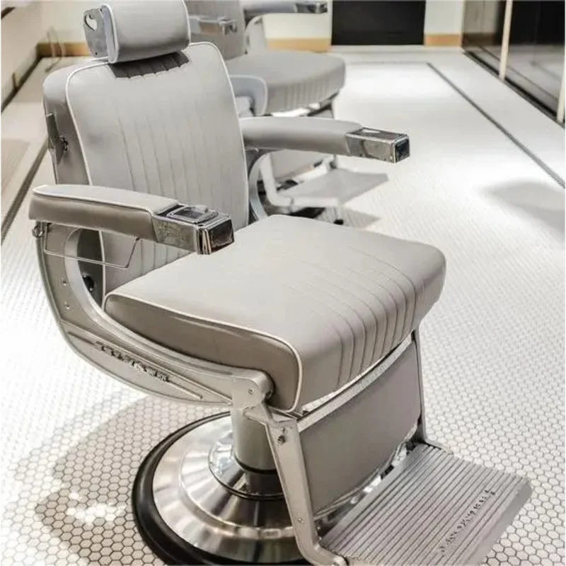 Portable Metal Salon Barber Chair, Modern, High-Quality, Luxury Leather, Black, Beauty, Hairdressing