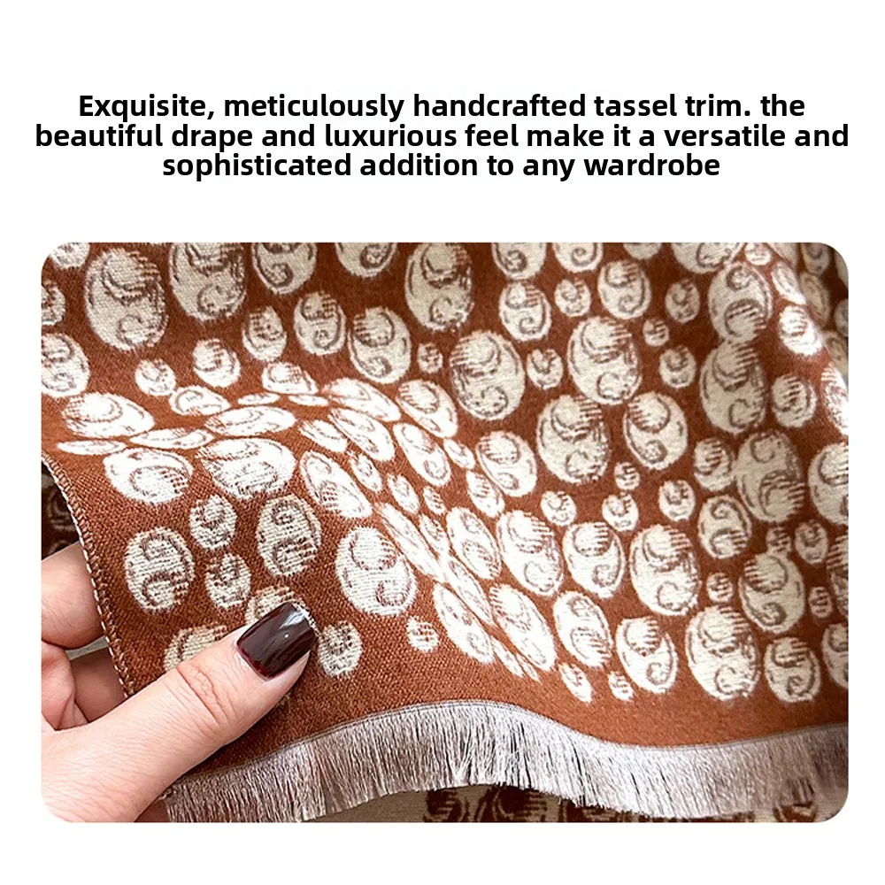 

Trendy Versatile Imitation Cashmere Scarves Polka Dot Pattern Elegant Pashmina Shawl Warm Thick Poncho Scarves For Autumn Winter