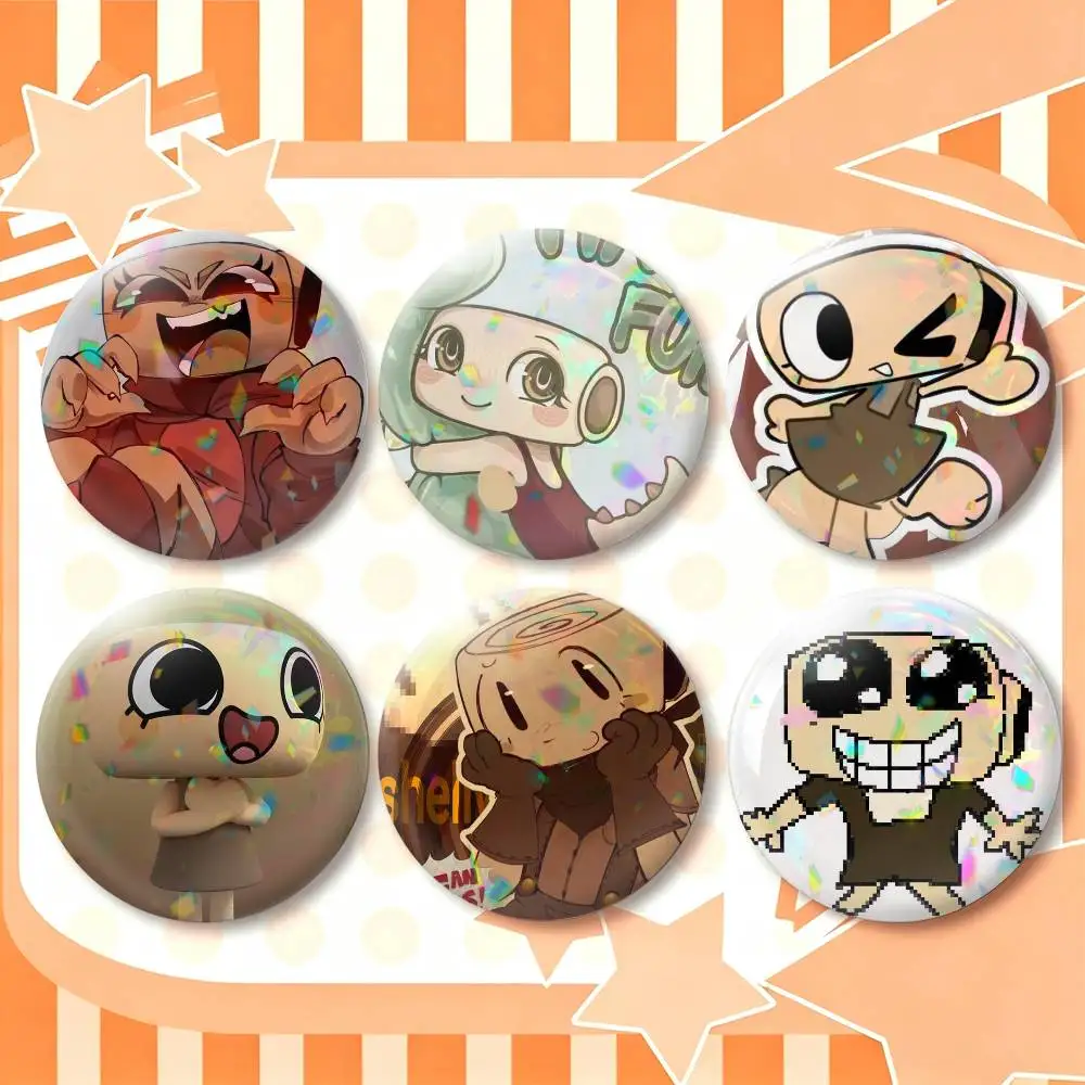 Cute Funny S-Shelly W-Wold  25mm 32mm 44mm 58mm 75mm Brooches Badges Pins for Accessories Gift