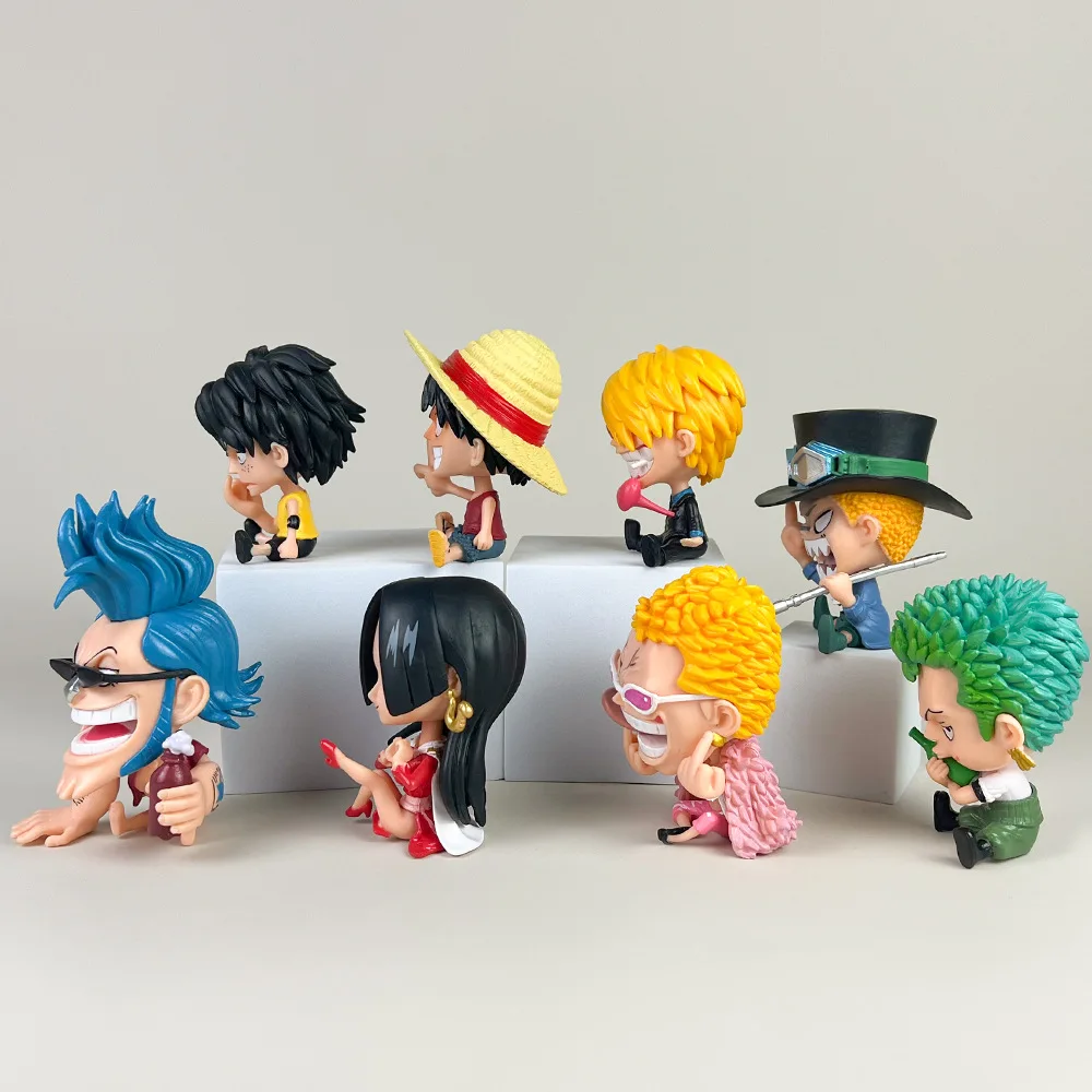 8 Arten ein Stück Ruffy Anime Figur Zoro Sanji Robin Nami Bach Dekor Figuren Ass Sammler Dekor PVC Modell Kinder Geschenk