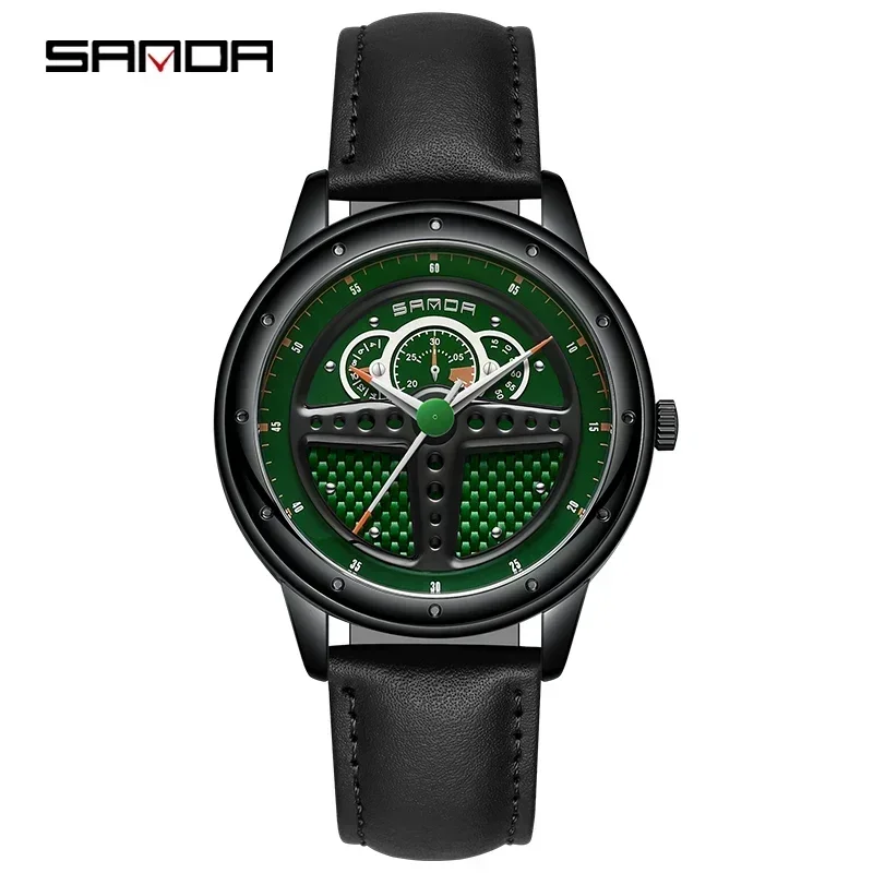 SANDA P1110 2023, reloj con volante a la moda para hombre, reloj de pulsera deportivo de lujo resistente al agua de cuarzo, reloj masculino, reloj Masculino