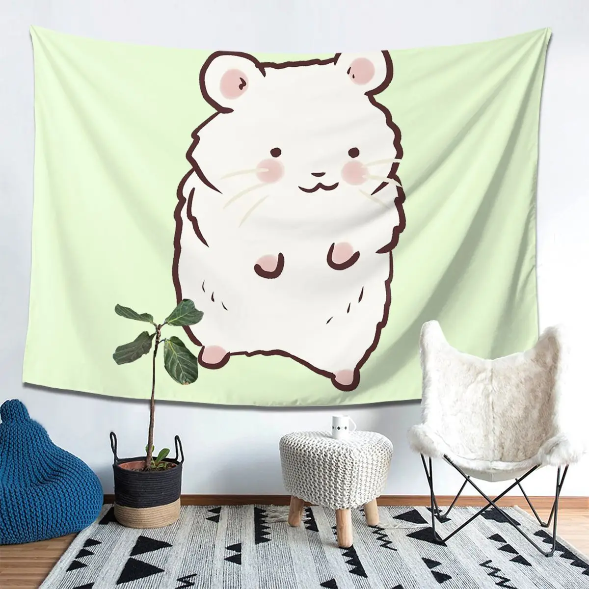

Cute Hamster Drawing Tapestry Decoration Art Aesthetic Tapestries for Living Room Bedroom Home Wall Cloth Wall Hanging