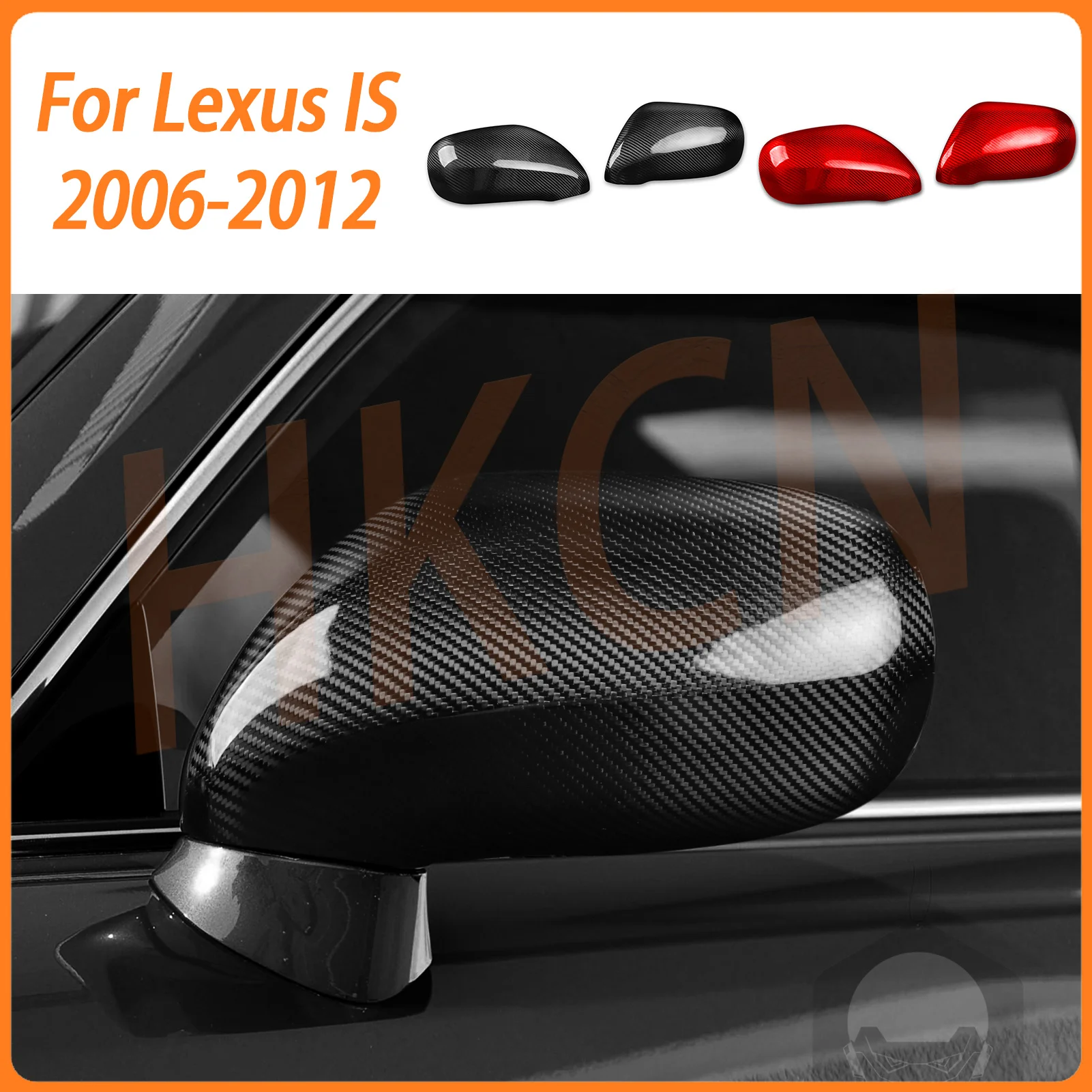 

For Lexus IS IS250 IS350 2006-2012 LHD Glossy Black/Carbon Look Pair Car Side Rearview Mirror Cover Wing Mirror Caps Trims