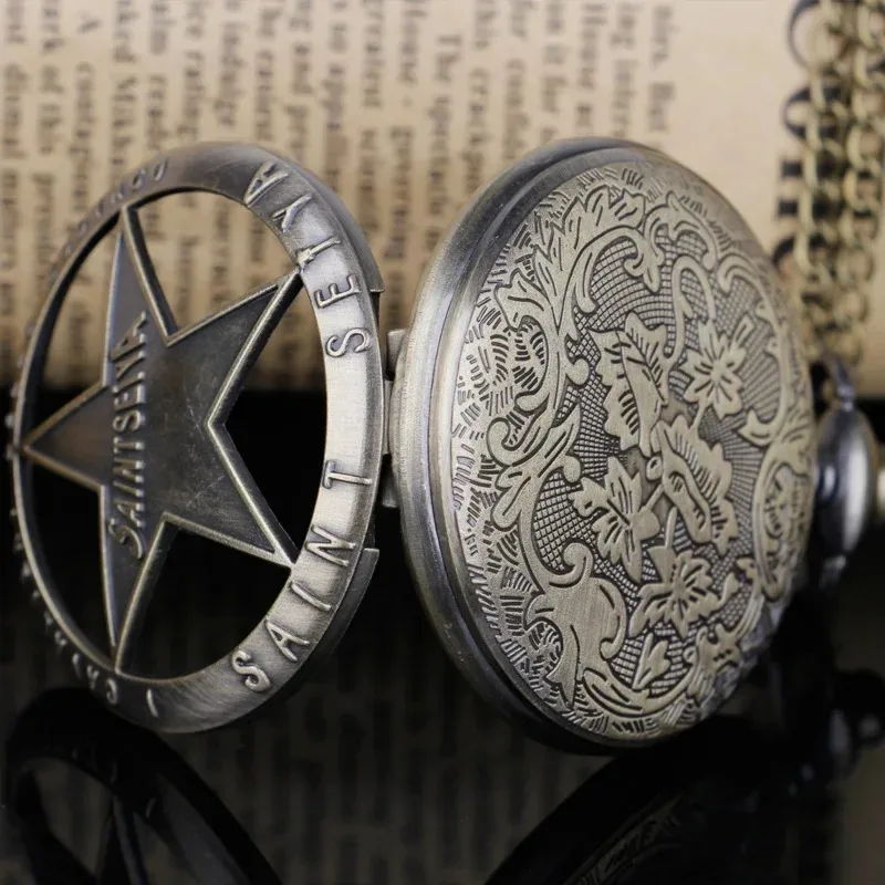 الكلاسيكية الكرتون أنيمي الذهب سانت خمر الإبداعية الجوف ساعة جيب كوارتز مع سلسلة قلادة سلسلة الرجال الأطفال