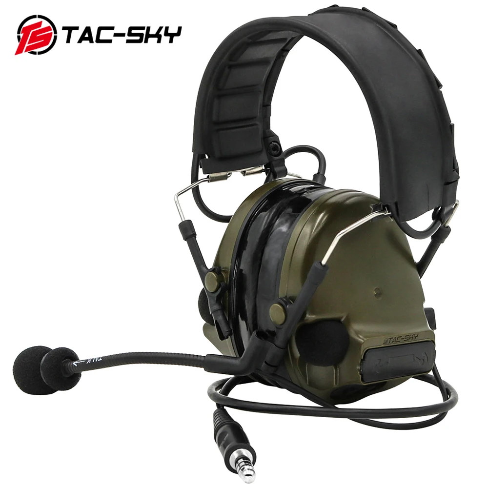 TAC-SKY COMTAC  New Detachable Headband Silicone Earmuffs Military Noise Reduction Tactical Headphones  COMTAC III