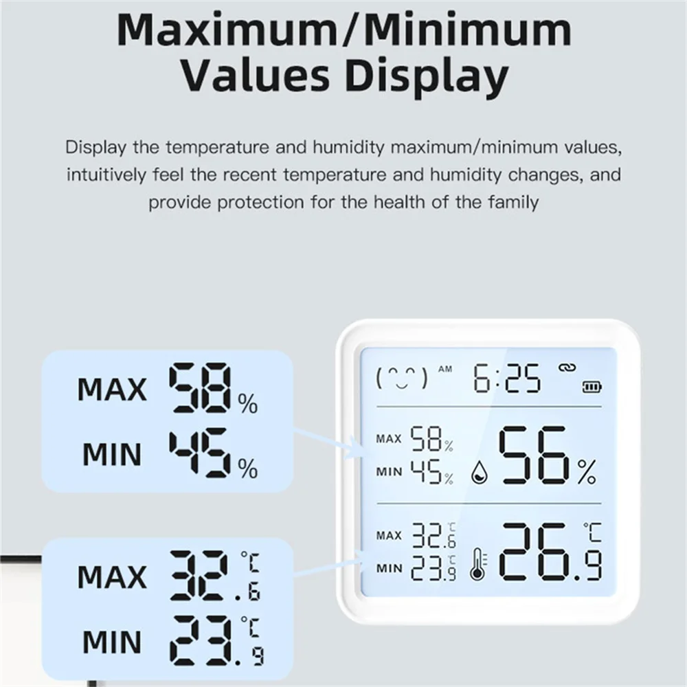 Imagem -06 - Sensor de Umidade e Temperatura Compatível com Bluetooth Tuya Display Lcd Aplicativo de Casa Inteligente Monitor em Tempo Real Suporte Alexa e a 10 Peças