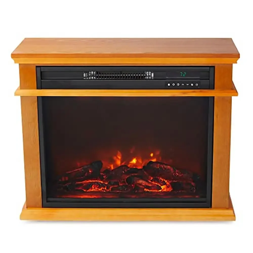 Portable Electric Infrared Quartz Fireplace Heater 3 Heating Elements Remote Control 150 Sq Ft Coverage Programmable Temperature