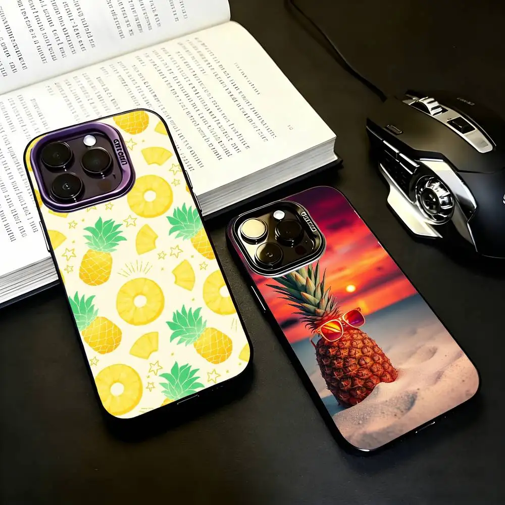

S-Summer P-Pineapple Black Candy silver phone case Phone Case For iPhone17,16,15,14,13,12,11 Plus,Pro Max