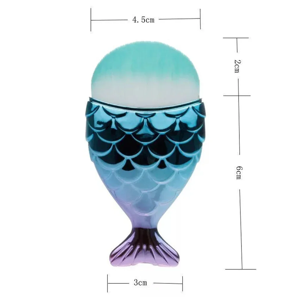 Pennello cosmetico per fondotinta Pennello per fard Pennello per fard a forma di sirena Pennello per trucco professionale per il viso Kit di strumenti per trucco Strumento per nail art in polvere