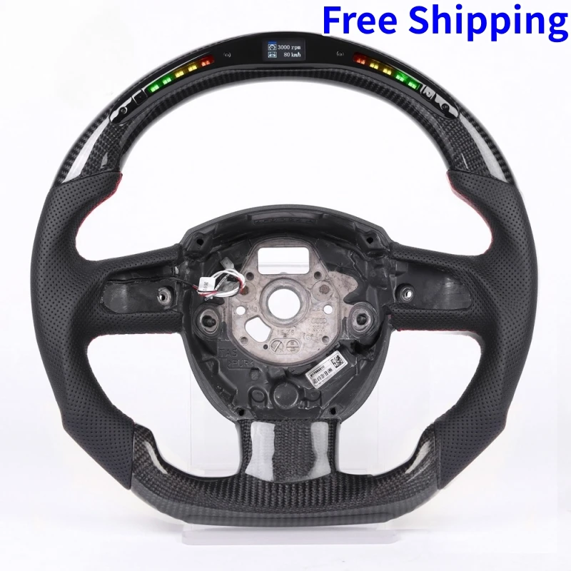 

LED Carbon Fiber Steering Wheel For Audi B8 A4 S4 A5 S5 RS5 2009-2012 Perforated Leather Car Steering Wheel Car Accessories