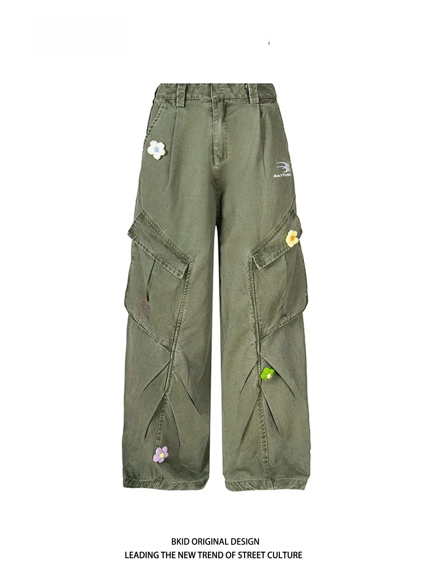 Calças Jeans Retrô Americanas Bordadas com Múltiplos Bolsos, Perna Reta, Estilo Workwear, Masculinas e Femininas, Calças Larg...