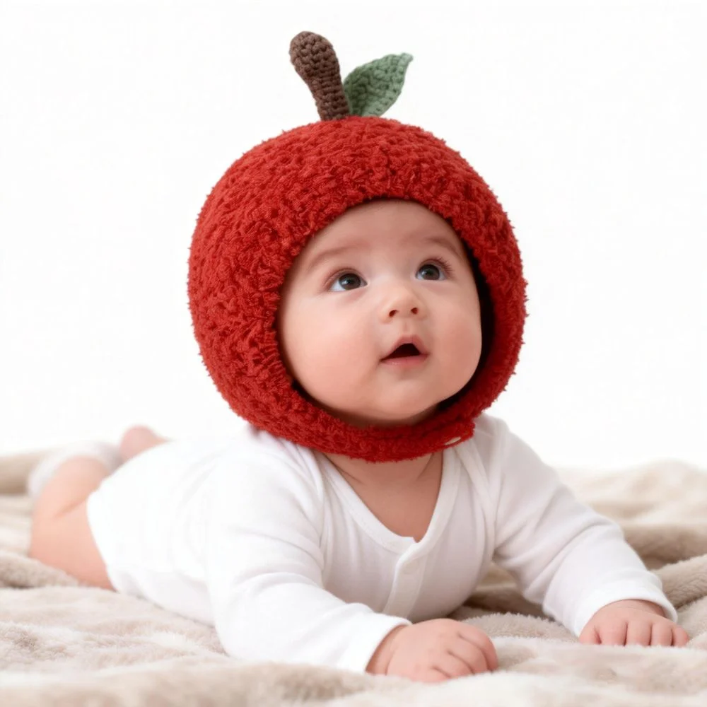 

Мягкая теплая шапка в форме яблока для малышей, ветрозащитная, с защитой ушей, красная, для улицы, толстая, с защитой ушей, унисекс
