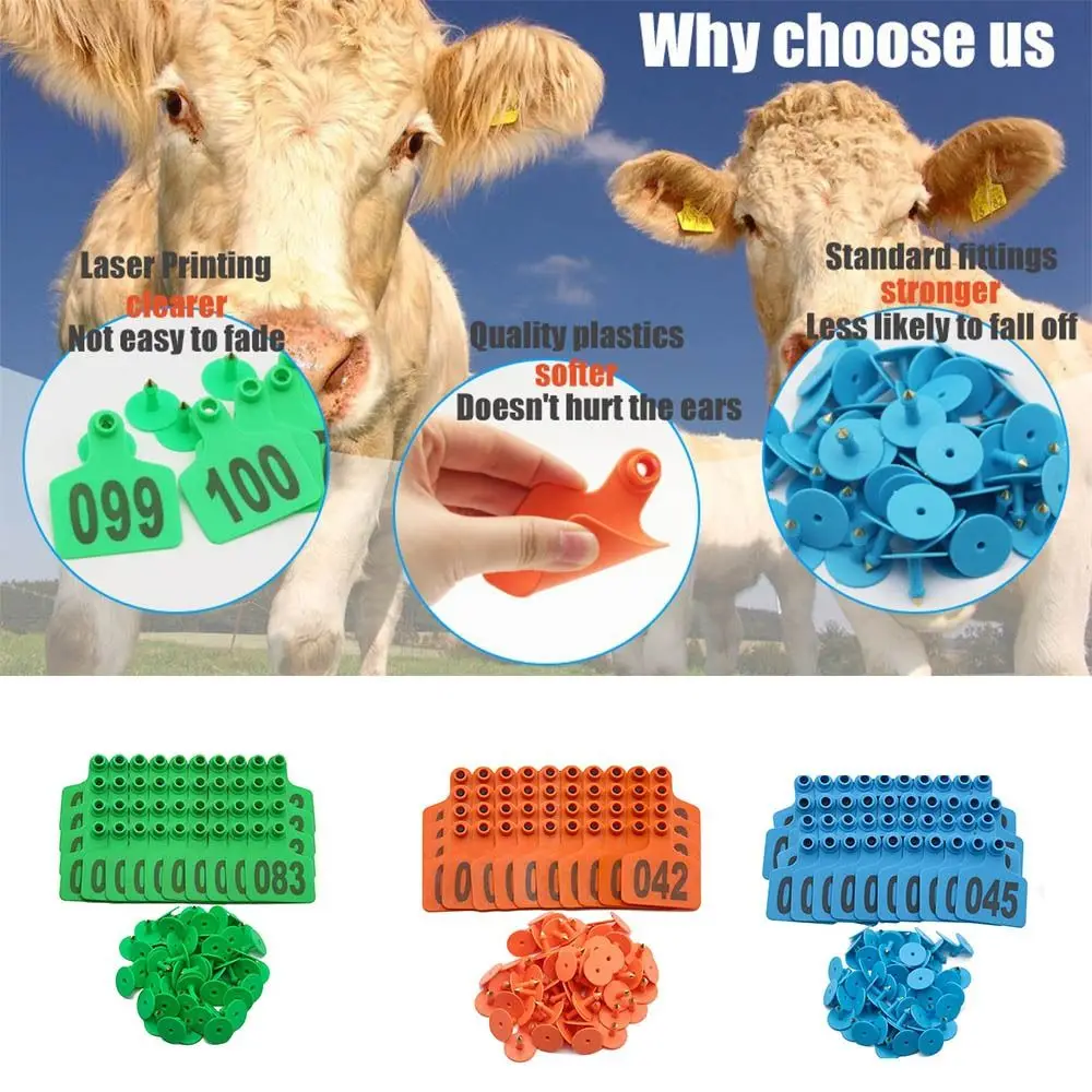 100 قطعة 001-100 أرقام البقرة الأذن بطاقة تعريف معدات المزرعة تحديد خنزير الماعز الأذن علامة دائم منع فقدان