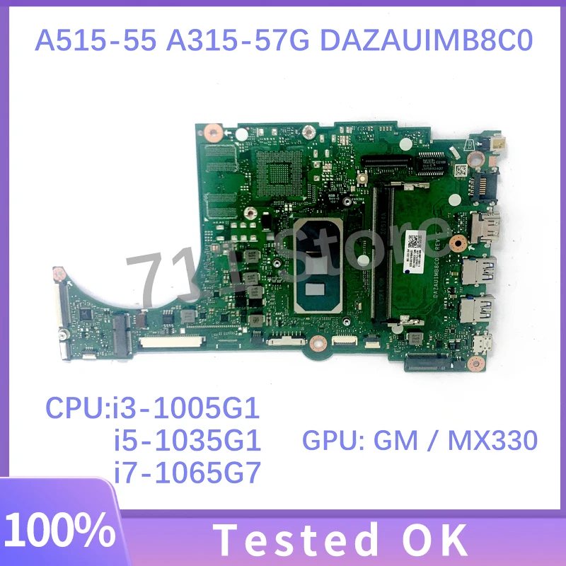 에이서 A515-55 노트북용 메인보드 DAZAUIMB8C0, i3-1005G1 i5-1035G1 i7-1065G7 CPU N17S-G3-A1 MX330 100% 테스트 완료