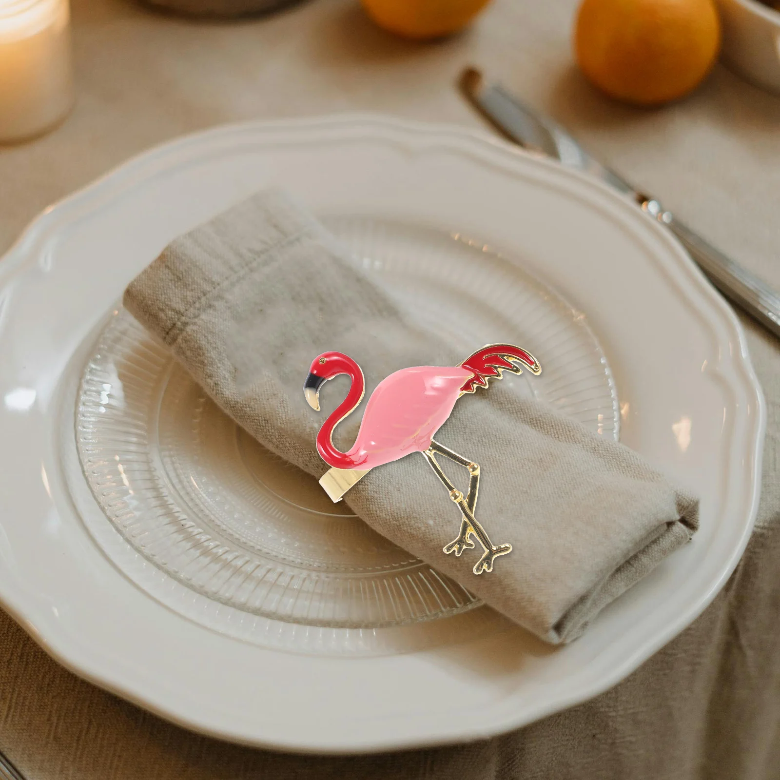 

6pcs Flamingo Napkin Rings Pink Decor Hawaiian Party Table Ornaments Banquet Decorations Kitchen Bar Supplies