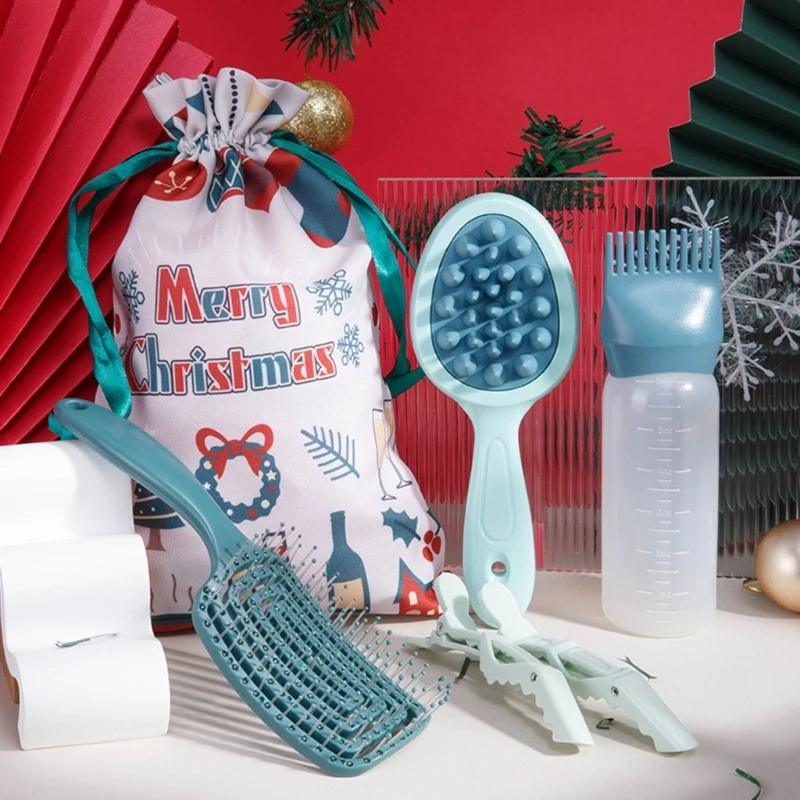 6 Pcs Christmas Hair Brush Set Double Side Scalp Massage Comb Hair Styling Comb Hair Comb Set Hair Accessories for Woman E1YF