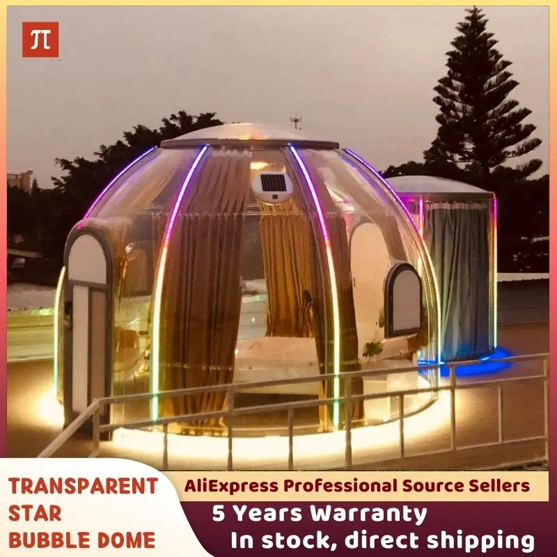 Resort Glamping Detachable Camping Outdoor New Design Polycarbonate Transparent Star Bubble House 360 Degrees Pc Hotel Dome Tent