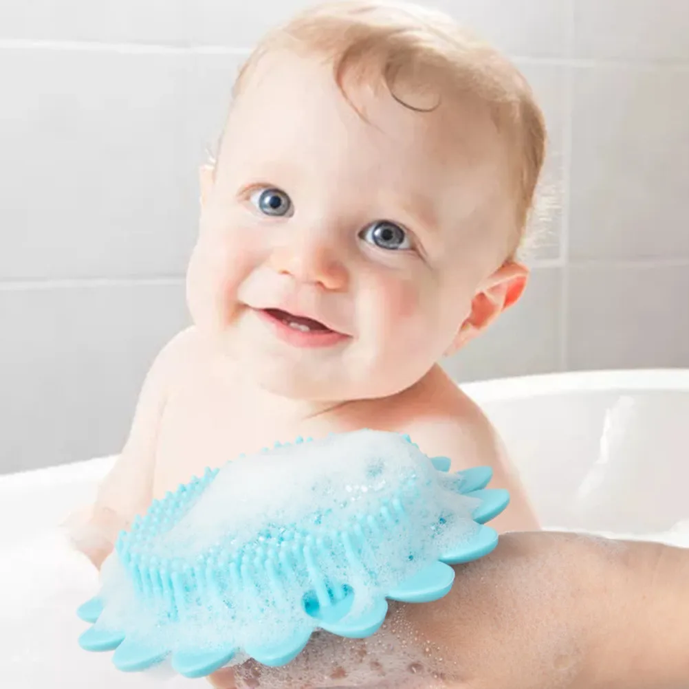 

Silicone Baby Bath Brush Soft Rounded Head Newborn Hair Cleaning Tool Gentle Scalp Massage for Infants Travel Friendly Blue