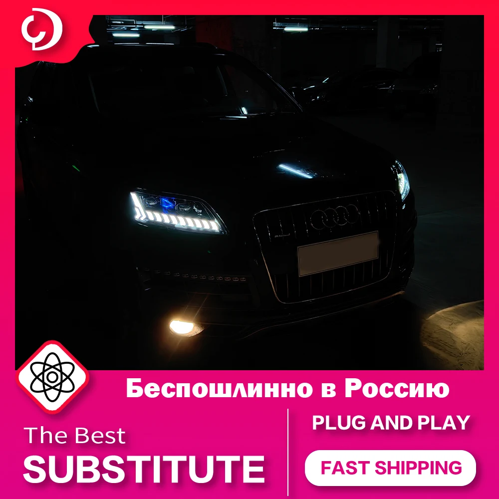 AKD Car Styling Headlights for Q7 2006-2015 Upgraded laser style LED double lens far and near beam of light  Auto Accessories