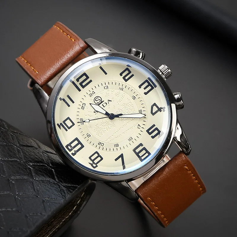 New Men's Casual Quartz Leather Band Calendar Watch Analog Wrist Watch Male Minimalism Design Men Watches for Meeting