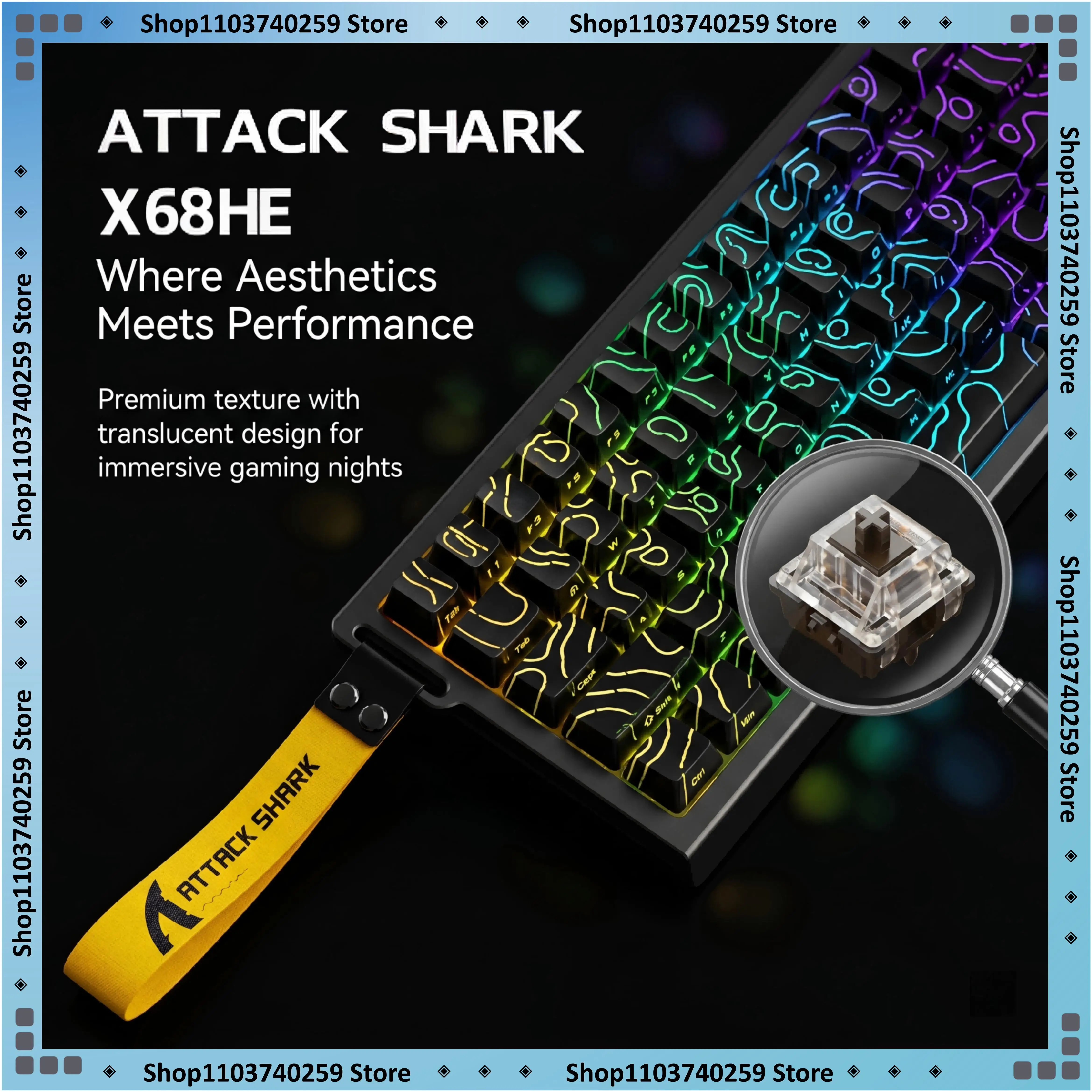 ATTACK SHARK X68HE Magnetic Axis Gaming Keyboard | 65% Layout, 8000Hz Polling Rate, 0.01mm RT, RGB, Wired Mechanical Keyboard