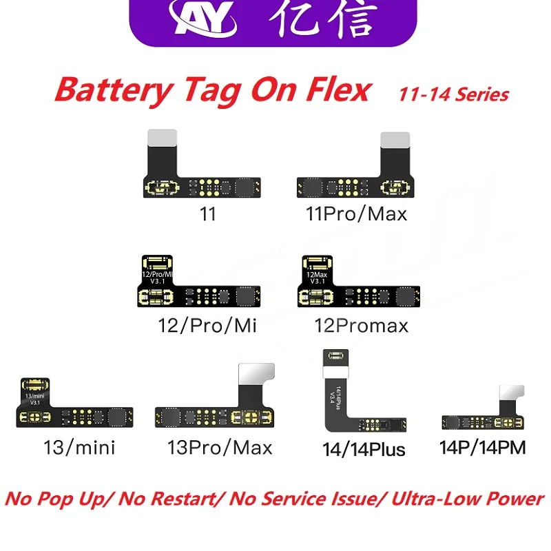 WholeSale AY Battery External Tag On Flex And AY108 Programmer No Soldering For Iphone 15 14 13 12 11 Max No Warning Repair Tool