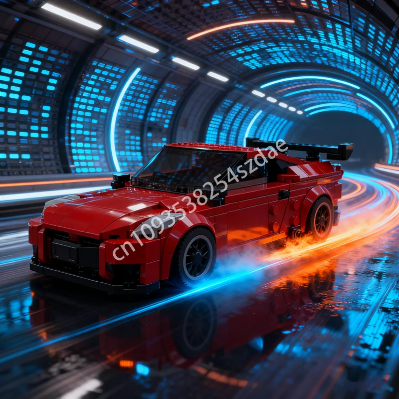 

404 шт. MOC Nissan GTRs Red City Champions Модель Строительные блоки Рождественский подарок Архитектурные игрушки Креативный кирпич Дети День рождения