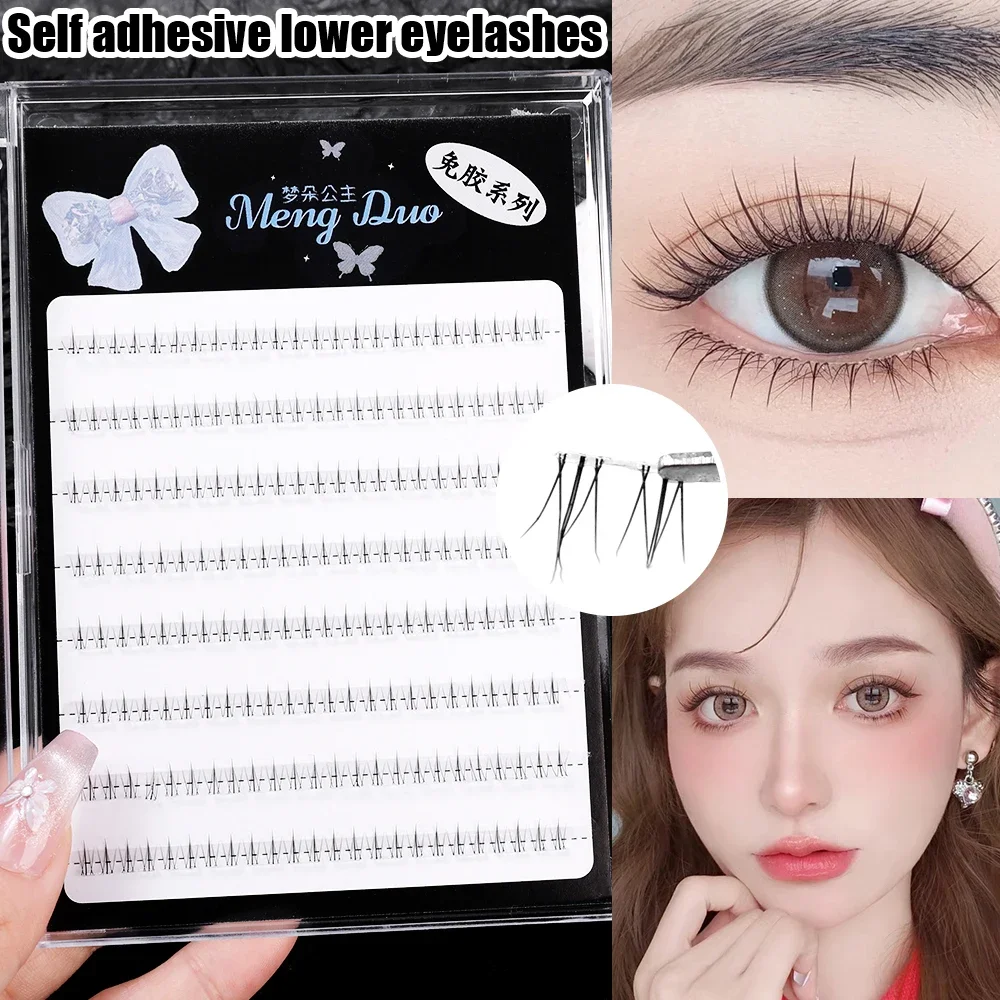 8 Rows of Glue-free Natural Lower Eyelashes Fairy Air Short Clusters False Eyelashes Soft Transparent Makeup False Eyelashes