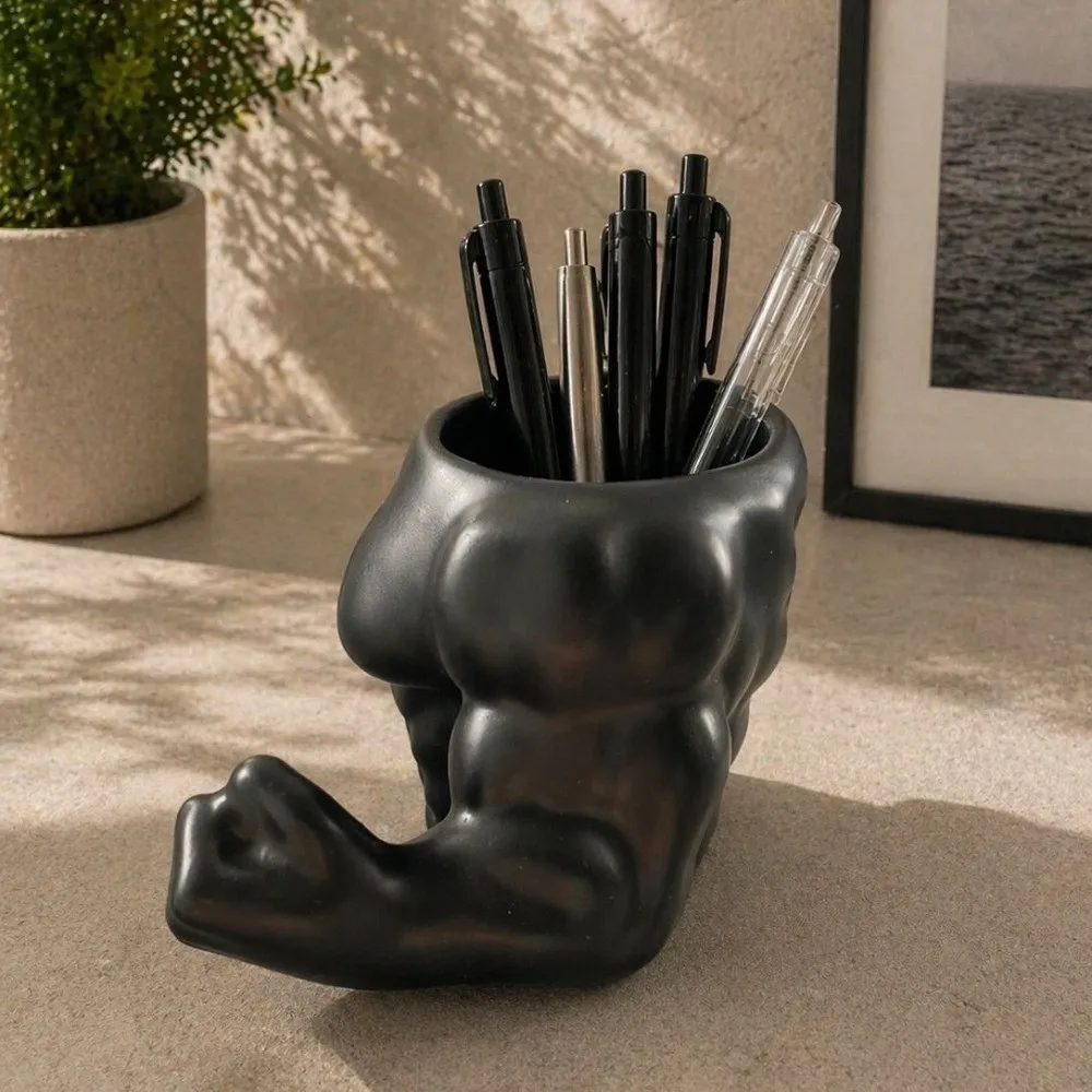 Novelty Funny Muscle Man Mug 400ML Capacity Thickened Quirky Water Cup Handcrafted Uniquely Male Muscle Pen Holder Gym Trainer