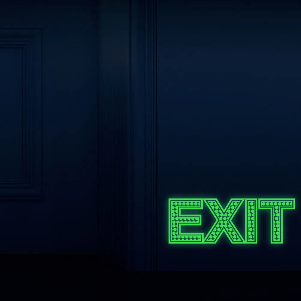

3Pcs Exit Photoluminescent Sign Stickers Light Green Daytime Green Emergency Exit Wall Decals for Glass Tiles