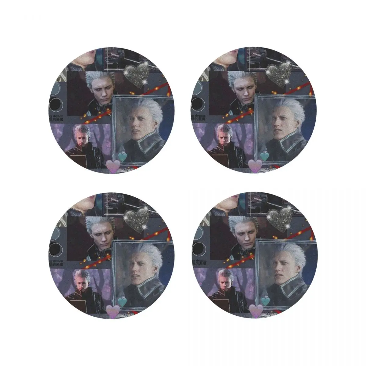 Vergil From The Devil May Cry Seri posavasos manteles individuales de cocina taza aislante esteras de café para decoración del hogar vajilla almohadillas juego de 4