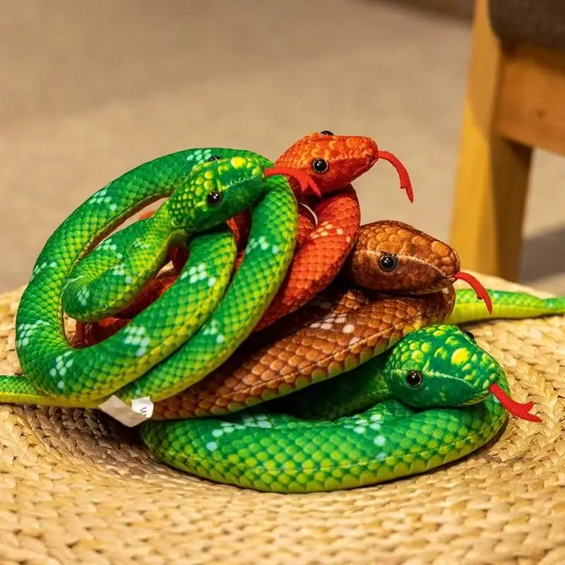 Artificial Python Plush Toy Long Snake Yellow Orange Green Python Plush Toy Decorate The House Holiday Decorations