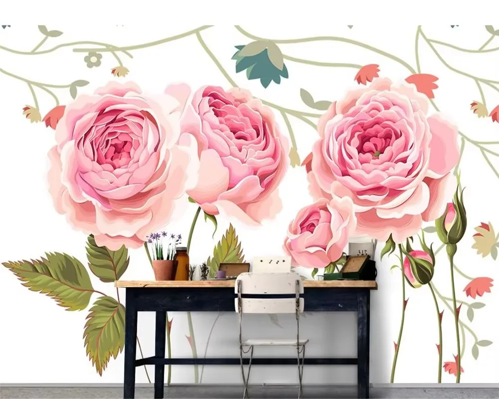 خلفية مخصصة صغيرة جديدة النباتات الحديثة الزهور فراشة الرعوية خلفية التلفزيون غرفة المعيشة غرفة نوم خلفية ثلاثية الأبعاد