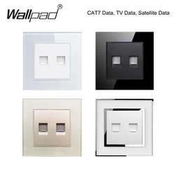 Millions Speed CAT7 podwójne gniazdo danych Wallpad biały czarny złoty akryl szklana rama CAT 7 podwójny Port internetowy z pojedynczą ścianą