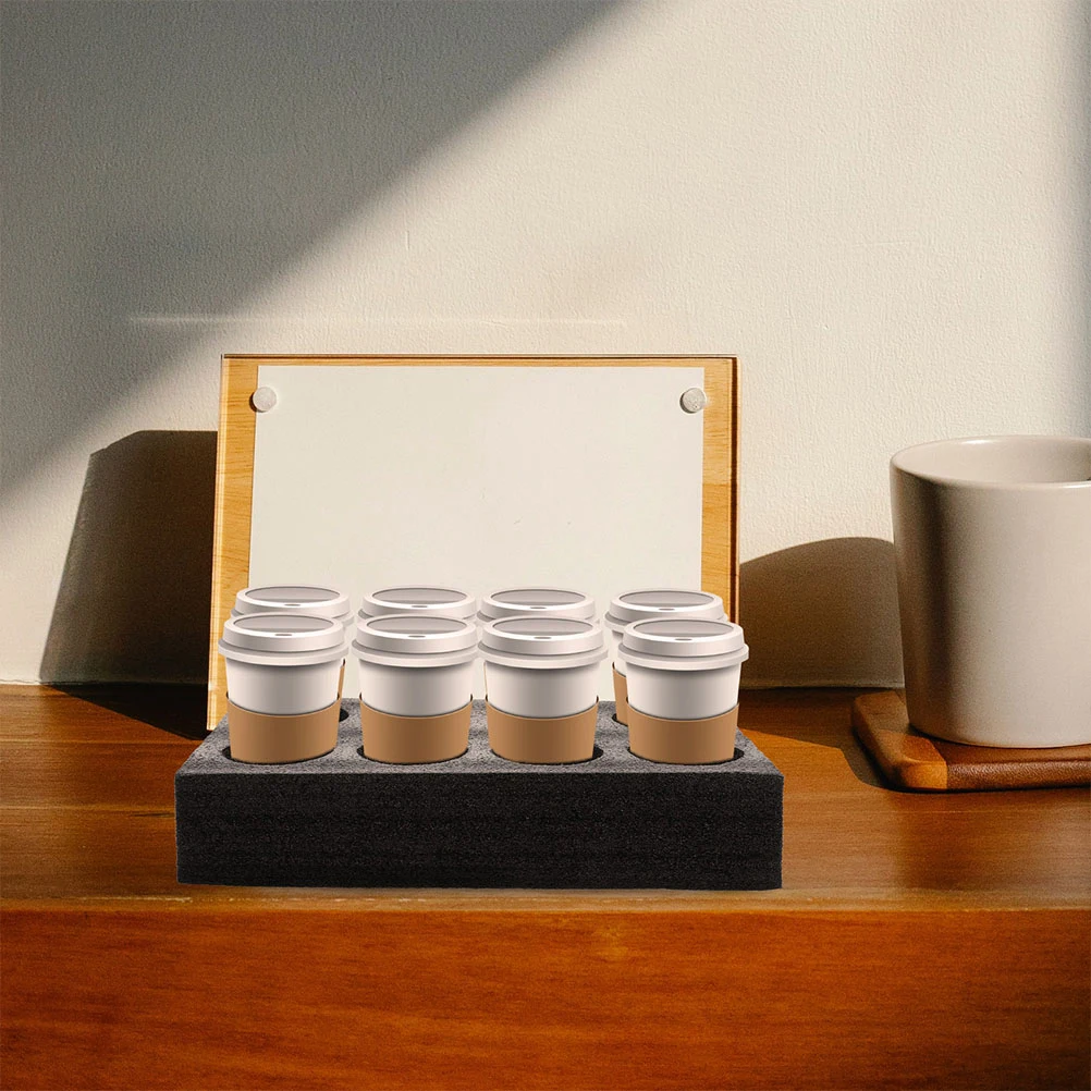 

2Pcs Holes Cup Holder Tray Portable Drink Carrier Lightweight Practical Design Beverage Packaging Rack Takeaway Box