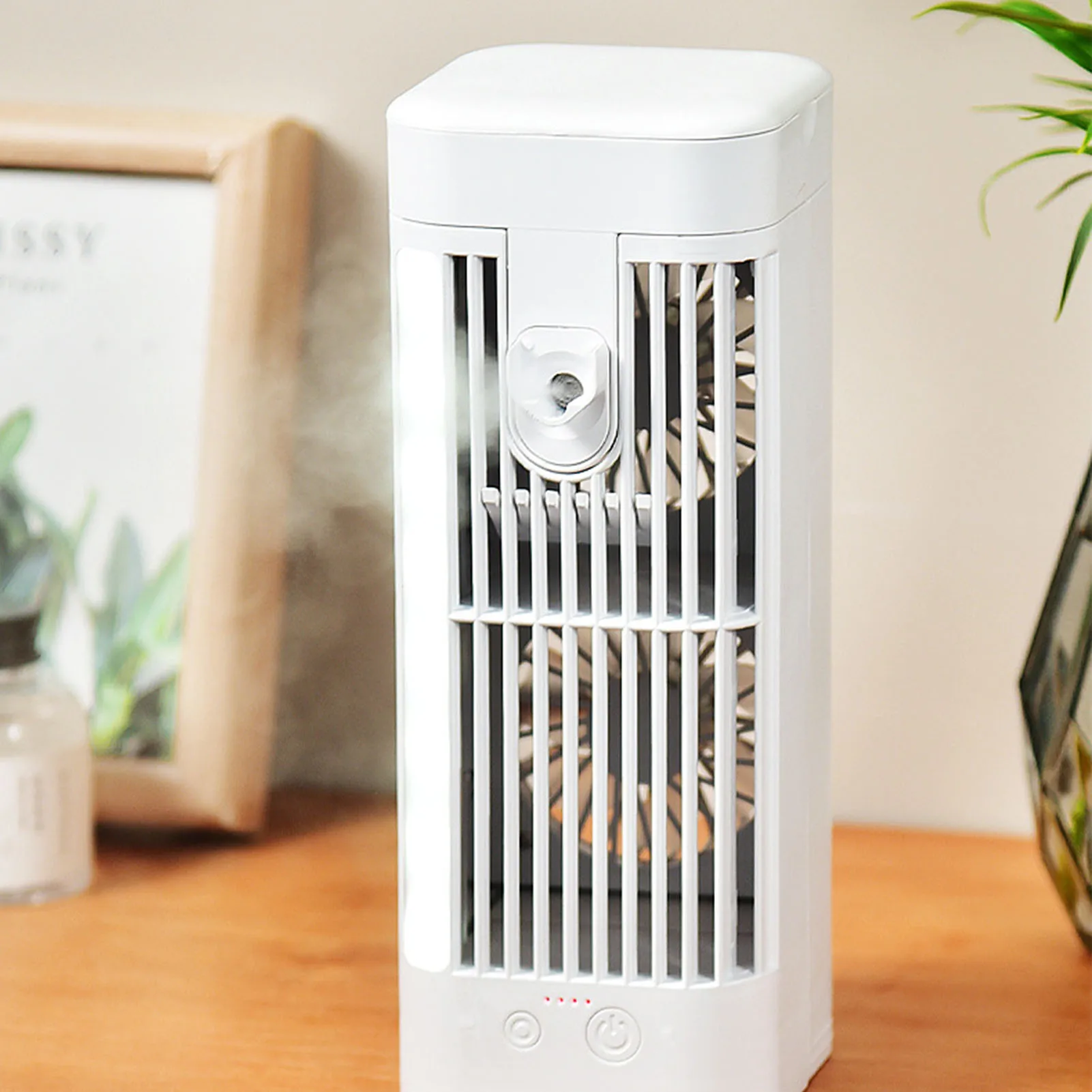 مكيف هواء متنقل متعدد الوظائف فعال صامت 3 سرعات 120 مل خزان مياه رذاذ مبرد هواء سطح المكتب مع ضوء ليلي
