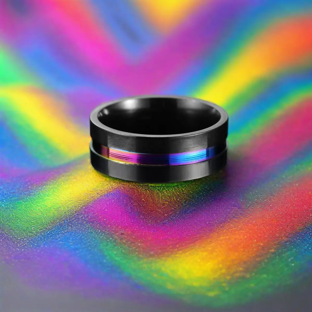 الرجال 8mm الملونة الفاخرة رومانسية زوجين خواتم الزفاف الفرقة مثلي الجنس مثليه فخر المجوهرات