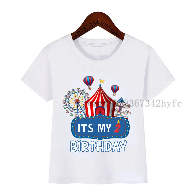 

Children's Ferris wheel castle birthday T-shirt merry go round cute boys and girls digital T-shirt cool Ferris wheel castle