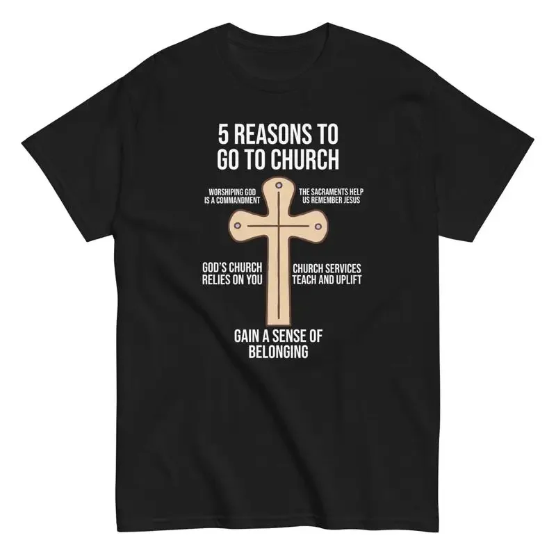 Religious Christian T Shirt 5 Reasons To Go Church Righteous Faith tee