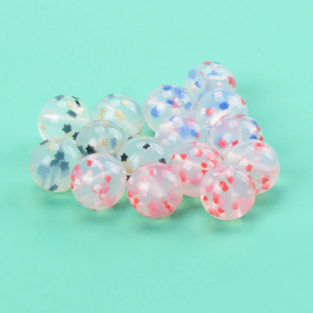 LOFCA 12/15mm 20pcs/lot Round Star Heart Gritty Silicone Beads For Silicone Necklace DIY Silicone Teething Necklace BPA Free