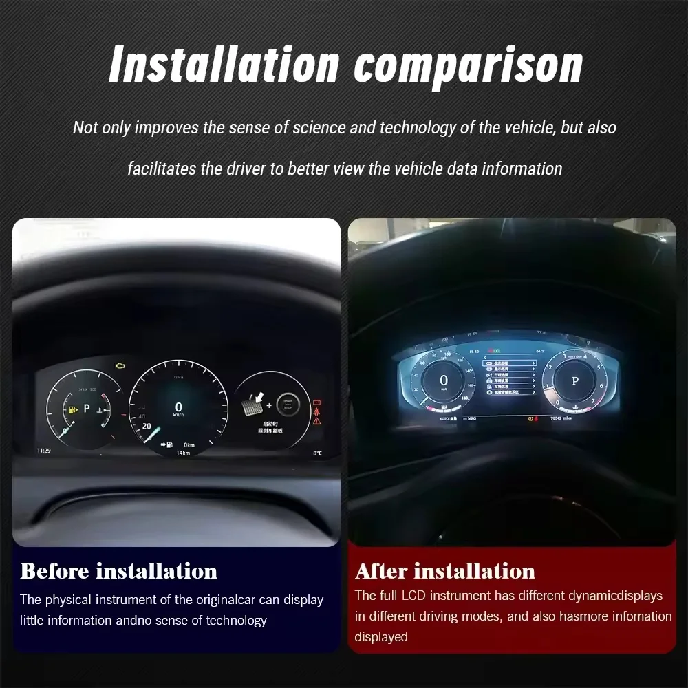 12.3 LCD Carplay Digital Instrument Cluster For Jaguar XE F-PACE F-TYPE E-PACE XJ XJL XF 2010-2020 Car Dashboard Meter Odometer