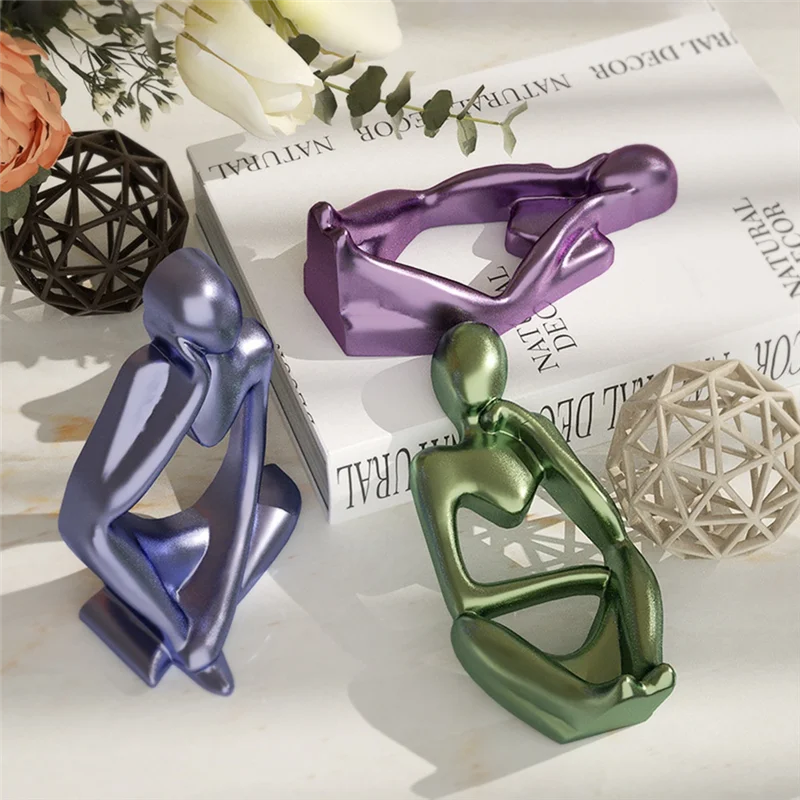 

AEA9-3PCS Thinkers Portrait Ornaments Epoxy Resin Silicone Mold Simple European Abstract Body Candle Mold Resin Silicone Mold