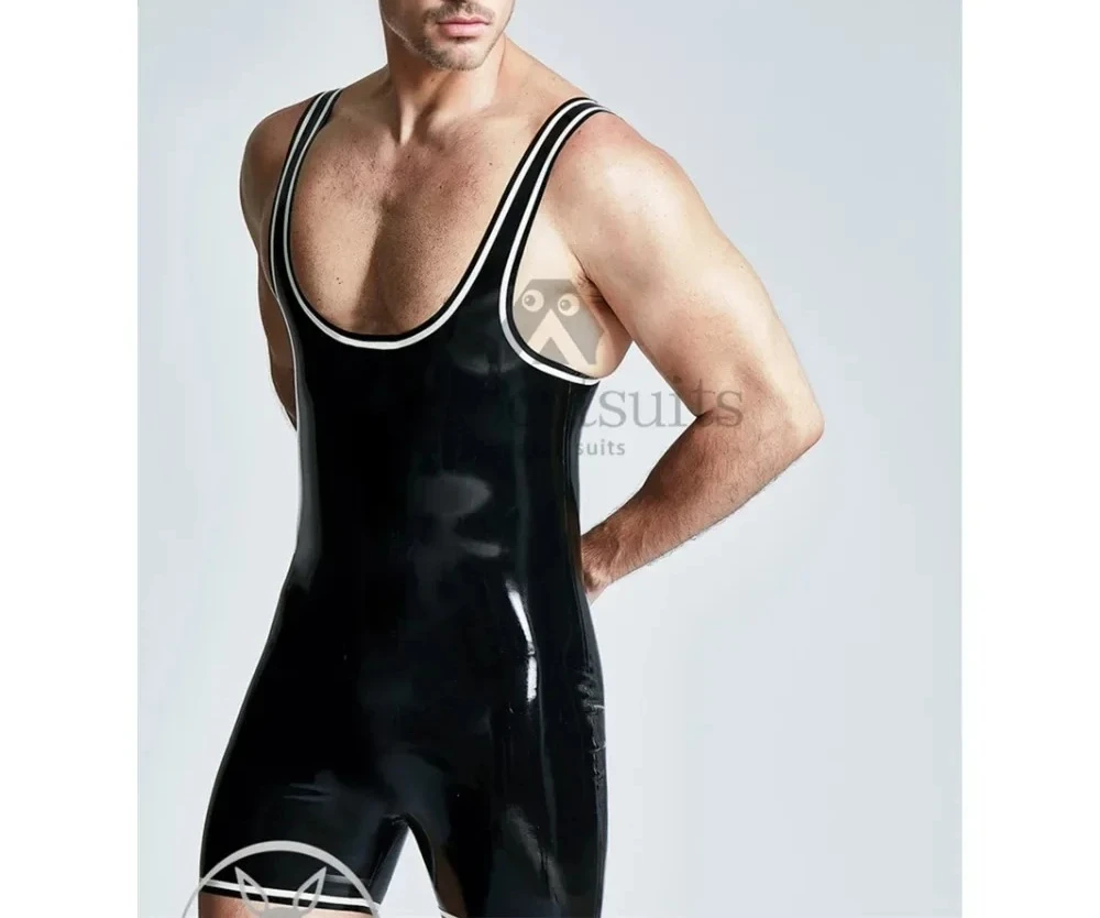

customized latex catsuits men eurocat suits latex leotard rubber fetish customised clubwear cosplay Male Singlet Play Suit