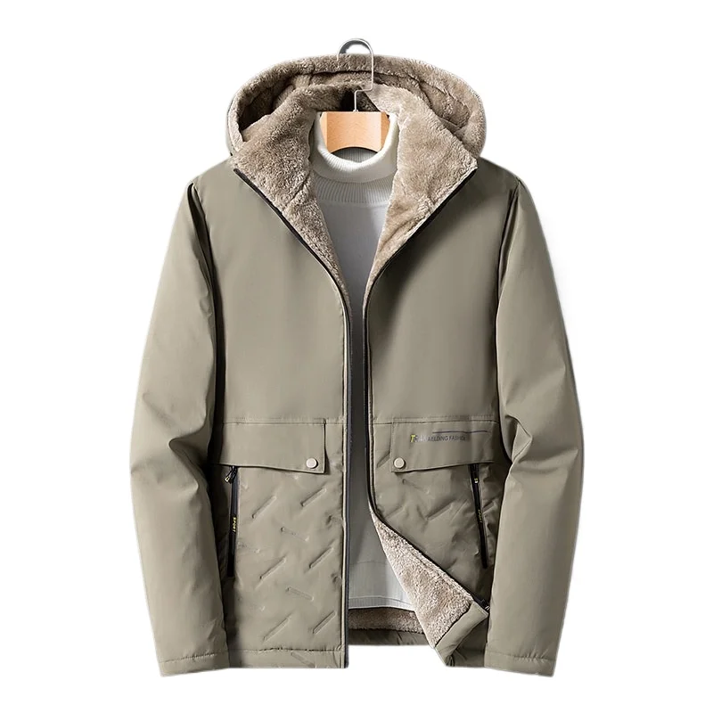 معطف شتوي كبير الحجم للأب للرجال سترة مبطنة بالقطن مع صوف سميك من جلد الخراف في منتصف العمر وكبار السن ملابس خارجية دافئة #1