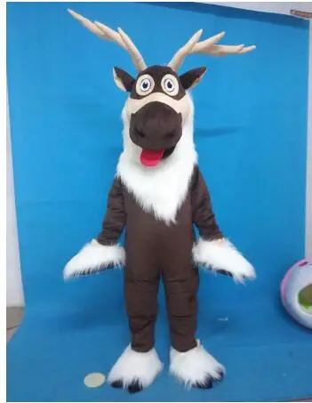 Costume de mascotte de dessin animé pour adulte, robe de paupières en peluche, Halloween, Noël, cerf, renne, mascotte, nouveau