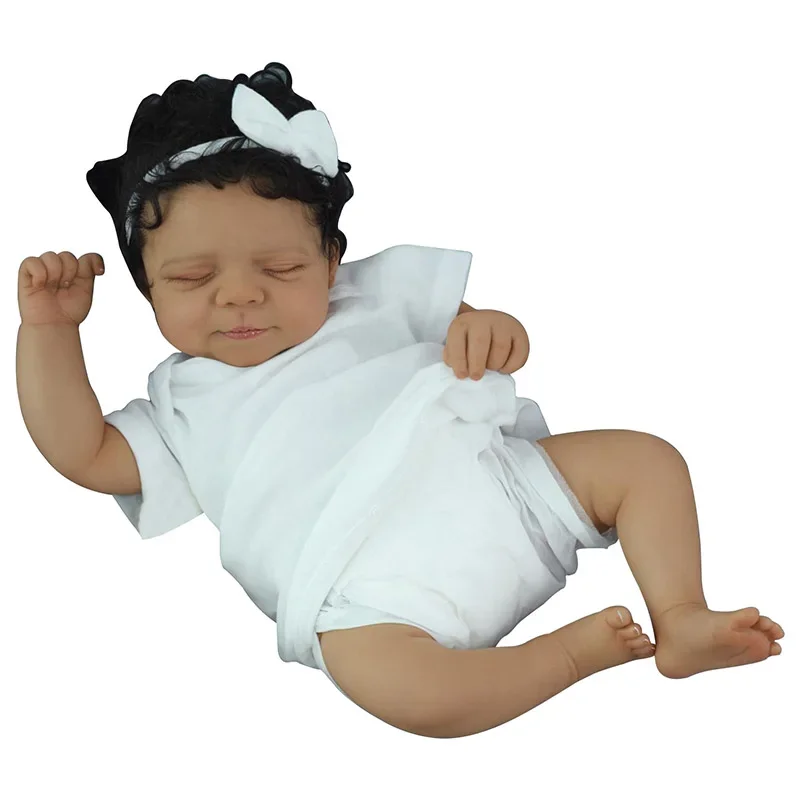 48cm Cotton Body Dark Skin Reborn Baby Doll Pascale Lifelike Doll Toy for Kids