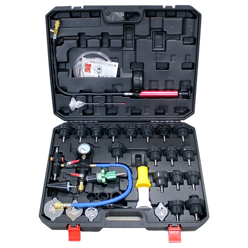 

New 34Pcs Universal Radiator Pressure Tester Vacuum Type Cooling System Test Detector Set Tester Refroidissement