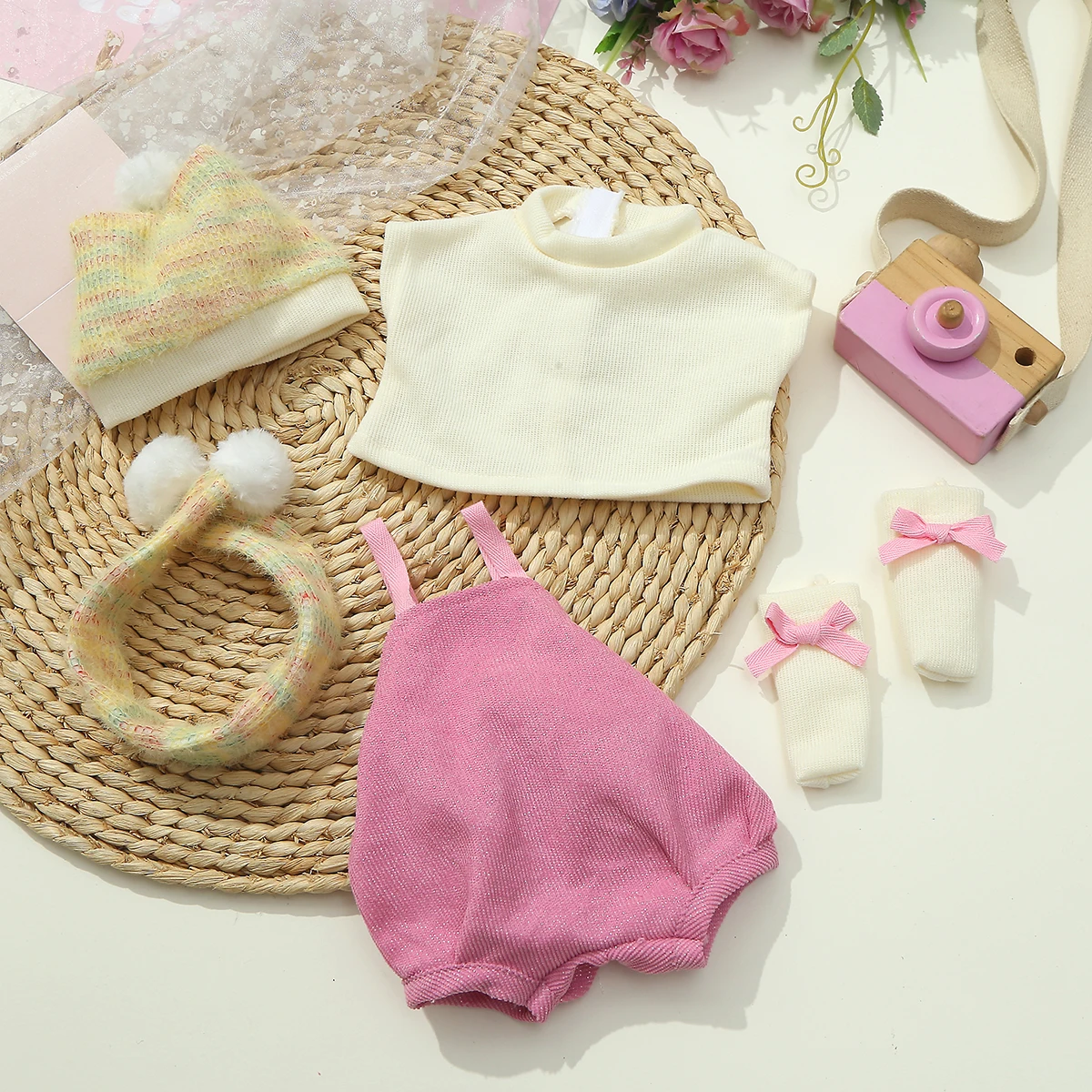 45cm Reborn-Babypuppenkleidung, Niedliche Puppenkleidung für 18-Zoll-Neugeborenen-Babypuppen, Realistisches Kleid für Mädchen, Spielzeug-Puppenzubehör-Outfit – Detail 14