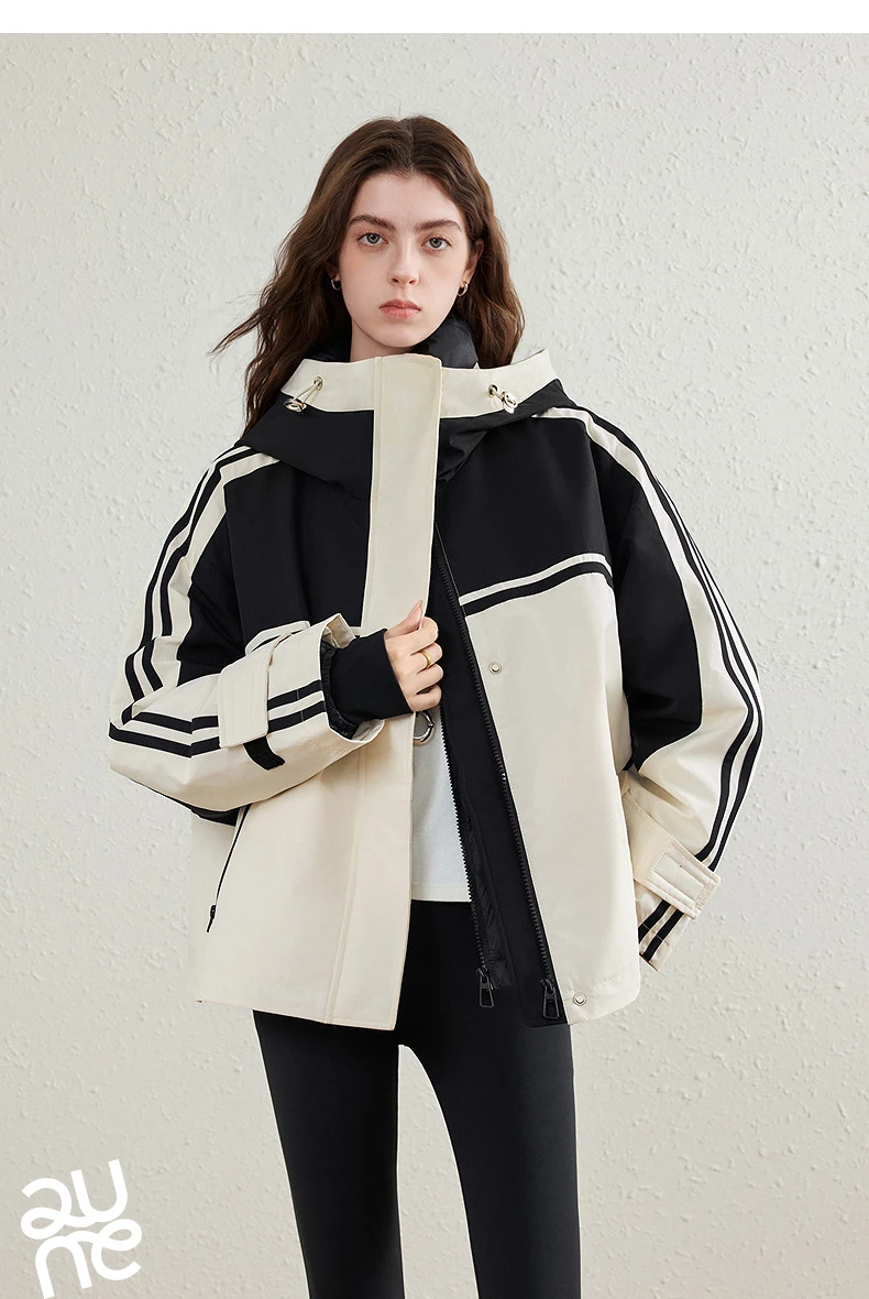 TOYOUTH Women's Short Down Jacket 2026 Winter New College Sporty Windproof Warm Liner Two Piece Set
